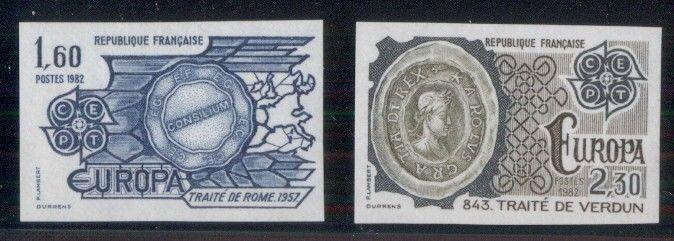 FRANCE #1827-8, Europa set, IMPERFORATE, og, NH, VF, Yvert $125.00