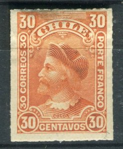 CHILE; 1900 early Columbus Rouletted issue Mint hinged Shade of 30c. value