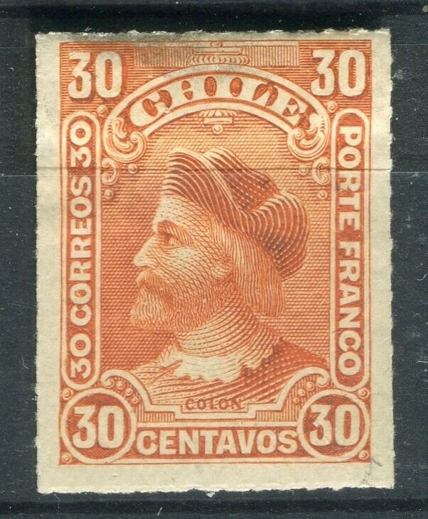 CHILE; 1900 early Columbus Rouletted issue Mint hinged Shade of 30c. value