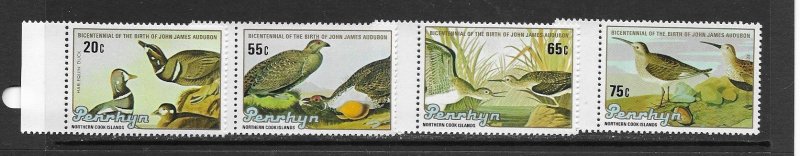 Penrhyn 311-4 MNH cpl.  Bird set, vf.   2022 CV $ 15.50