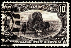 U.S. Scott #290: 1898 10¢ Trans-Mississippi, Used, F+, upper-left corner damage