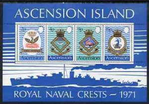 ASCENSION IS. - 1971 - Royal Navy Crests, 3rd Series - Perf Min Sheet - MNH