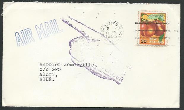 NIUE 1985 cover ex New Zealand Returned to Sender..........................64400