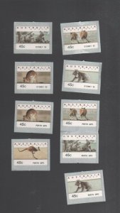 Australia Stamps Mint 1995 X9 Kangaroos Koalas 45c Counter Printed Sydney Perth