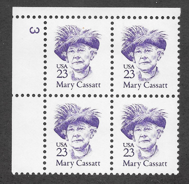 2181c  MNH, Mary Cassatt, Plate Block, scv: $8.50 FREE INSURED SHIPPING