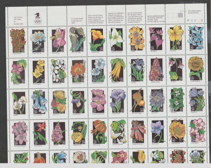 U.S. Scott #2647-2696 Wildflowers Stamps - Mint NH Sheet