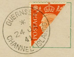 GUERNSEY German Occupation GB #238 Bisect Postage Card WWII Channel Islands 1941