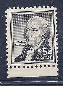 #1053 Monroe $5.00 Mint Never Hinged Bottom Margin