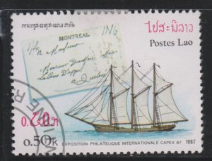 Laos 788 Packet Ships and Slampless Packet Letters 1987