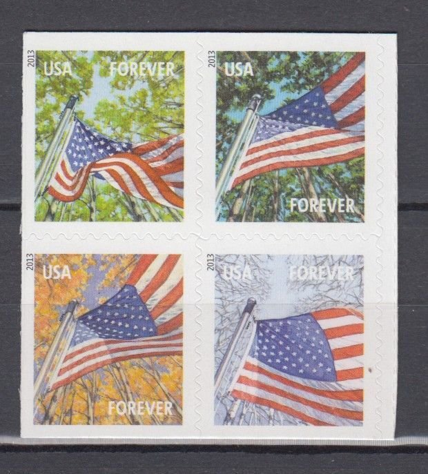 (A) USA #4785C Flag For All Seasons Block of 4 Forever Stamps MNH