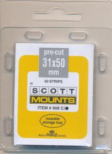 Prinz Scott Stamp Mount Size 31/50 mm - CLEAR (Pack of 40) (31x50  31mm)  PRECUT