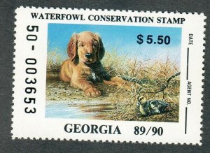 GA5 Georgia #5 MNH State Waterfowl Duck Stamp - 1989 Duckling & Puppy