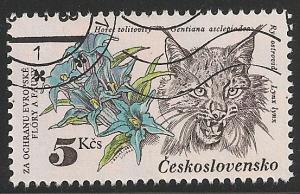 Czechoslovakia #2460 VF Used - 1983 5.00k Gentians, Lynx