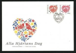 Sweden. FDC Cachet  1998. St Valentines's Day. Birds,Hearts,