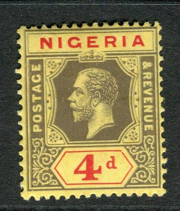 NIGERIA; 1912 early GV Crown CA issue fine Mint hinged Shade of 4d. value