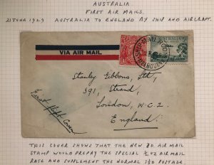 1929 Melbourne Australia First Flight Airmail Cover FFC To London England