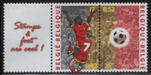 Belgium 2000 MNH Sc 1796 European Soccer Championships Pair + label