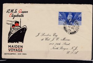 GB KGVI 1946 Maiden Voyage Queen Elizabeth Cover Postal History BP9614