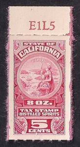 #L22 5 cents California Revenue Liquor Tax Stamp mint VF 