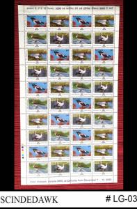 INDIA 2000 INDEPEX ASIANA 2000 / BIRDS DUCKS SE-TENANT SHEETLET (40 STAMPS) MNH