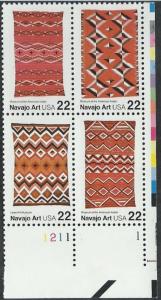 ALLY'S STAMPS US Plate Block Scott #2235-8 22c Navajo Art [4] MNH F/VF STK