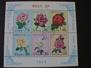 ​KOREA-1979-SC# 1796a-LOVELY BEAUTIFUL ROSES-CTO-SHEET VF-VERY-HARD TO FIND-RARE