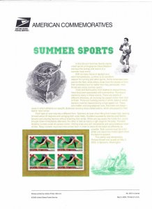 USPS Commemorative Panel 603 #3397 Summer Sports Track Running Mint Blk/4 2000