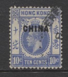 Hong Kong - Scott 6 - KGV- China Overprint-1917- Used- Single 10c Stamp