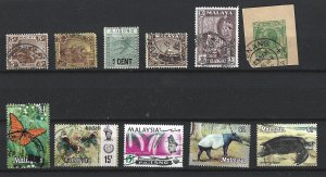 Malaysia Used Mini Lot of 11 Different Stamps  2019 CV $3.95