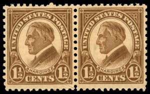 US Sc 633 MNH PAIR - 1927 1½¢ - Harding - See Description