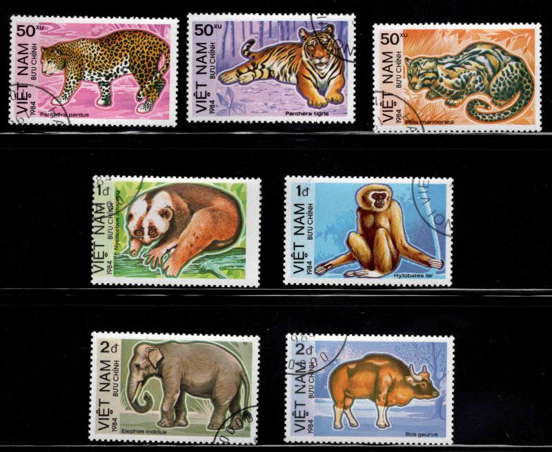 Unified Viet Nam Scott 1363-1369 Used  CTO perforated Wildlife set