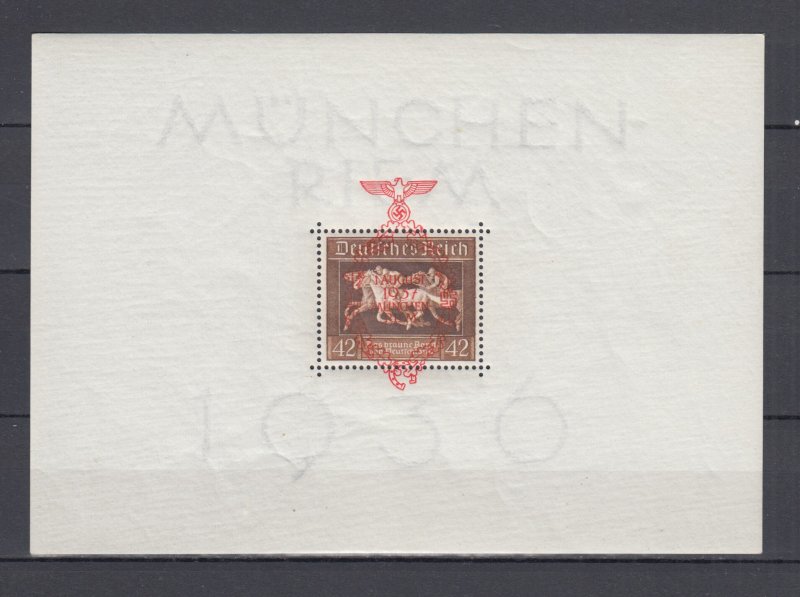 WWII Third Reich 1937 Block Michel 10 Horses Braunes Band MNH Luxe