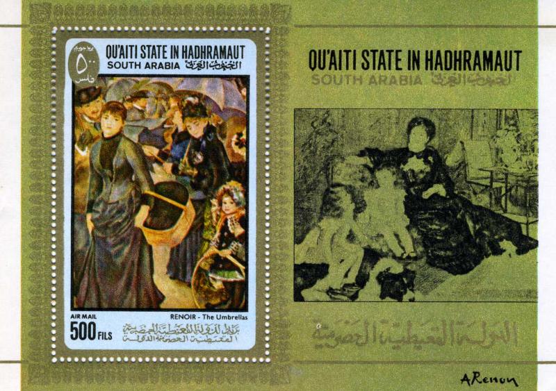 Qu'aiti State in Hadhramaut Renoir Paintings s/s Perforated mnh.vf