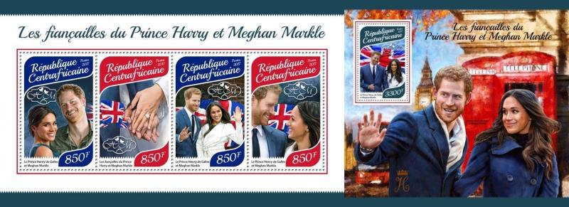 Z08 CA17914ab CENTRAL AFRICA 2017 Prince Harry and Meghan Markle MNH ** Postfris