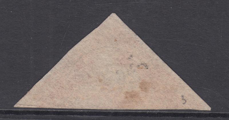 Cape of Good Hope Sc 3, SG 5a used 1858 1p Hope Seated triangular, Die A, F-VF