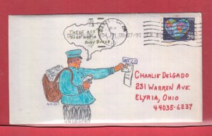 Local Post Postman hand drawn coloured ACE US cover