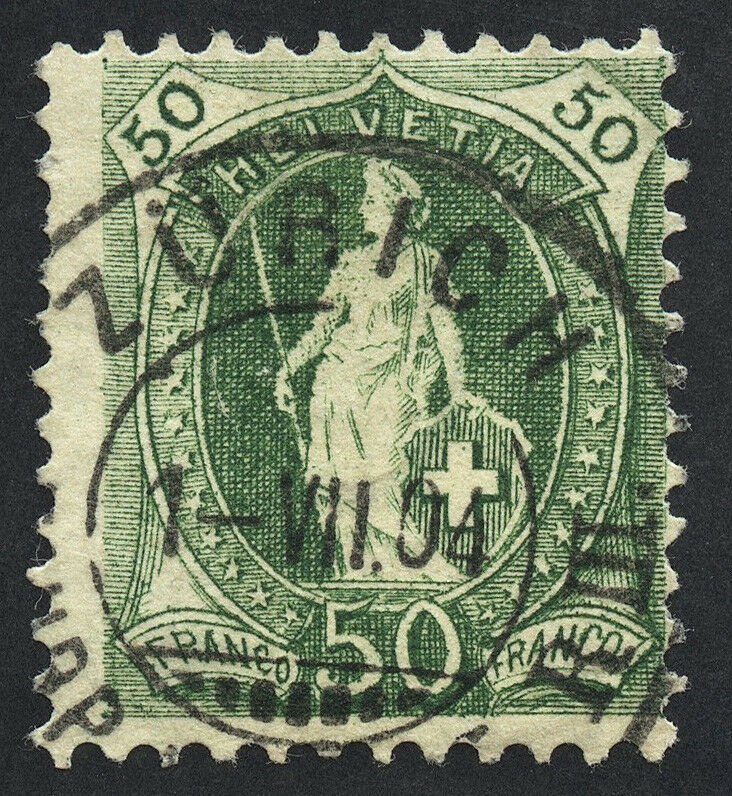 01883 Switzerland Scott #96a 50c, used, CDS, perf 11.5x12, SCV = $20