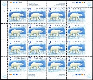 CANADA #1690 MNH SHEET 1997-2005 $2 POLAR BEAR  MV: $45.00