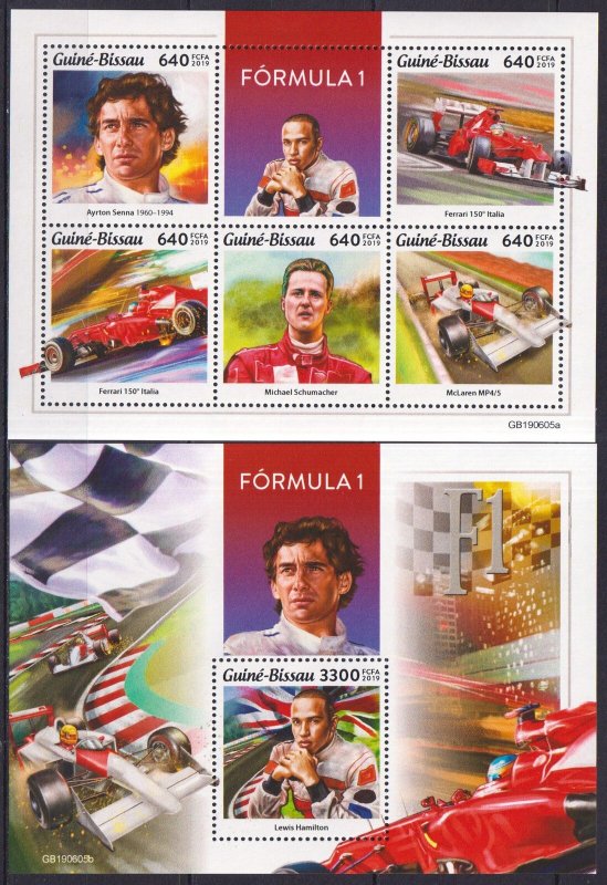 Gs1044 2019 Guinea-Bissau Formula 1 F1 Schumacher Senna #10787-1+Bl1849 Mnh