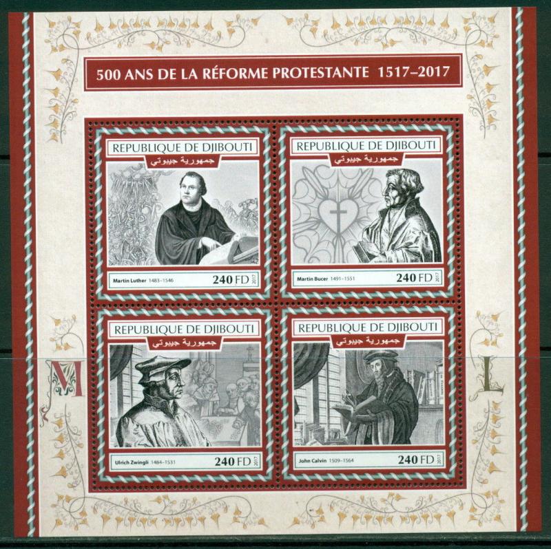 Martin Luther Reformation 500 Protestantism Djibouti MNH stamp set