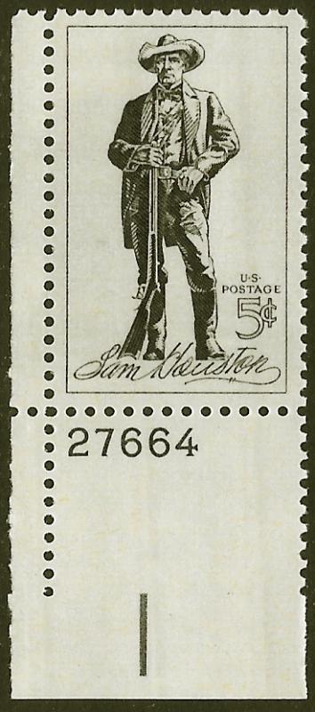 Scott 1242   5¢ Sam Houston MNH Plate # Single