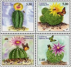 TADZHIKISTAN - 2018 - Cactuses - Perf 4v Block - MNH