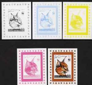 Somalia 1998 WWF - Caracal 100s the set of 5 imperf progr...