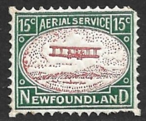 NEWFOUNDLAND 1931 AC ROESSLER 15c Airmail Label MNH Perf Faults