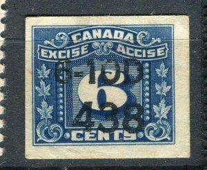 CANADA; Early 1900s EXCISE issue IMPERF used 6c. value