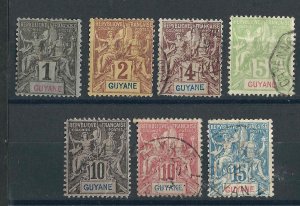 French Guiana  7 different Used F/VF 1892-1900 SCV $29.15