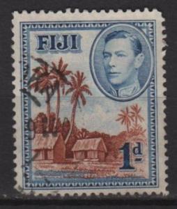 Fiji 1938/55 - Scott 118 used - 1p, Village & palms