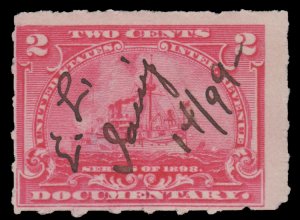 UNITED STATES REVENUE STAMP 1898. SCOTT # R164. PEN CANCELLED. # 11