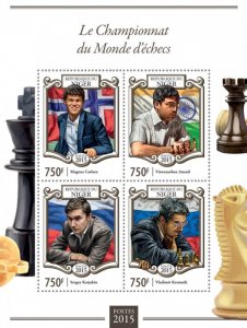 NIGER - 2015 - World Chess Championships - Perf 4v Sheet - Mint Never Hinged