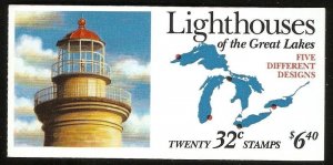 2973a (BK230) MNH Booklet of 20, 32c Lighthouses of the Great Lakes P#S11111 *